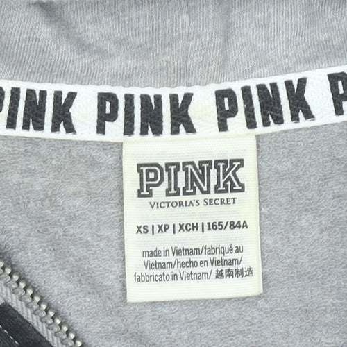 Victoria's Secret PINK Womens Grey XS Full Zip Hoodie Sweatshirt