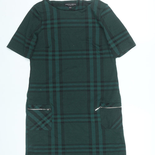 Dorothy Perkins Women’s Green Check Shift Dress Size 10 Workwear