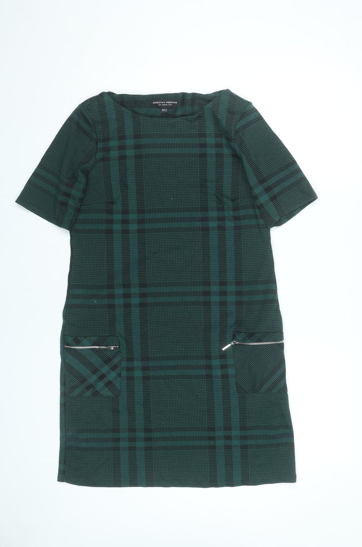 Dorothy Perkins Women’s Green Check Shift Dress Size 10 Workwear