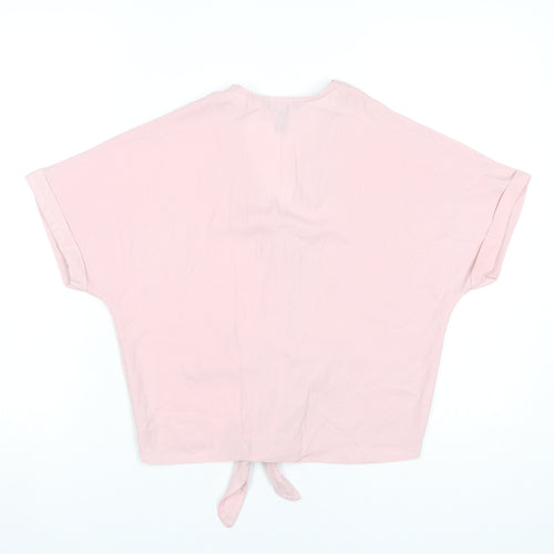 New Look Women’s Pink Cropped Button Tie Blouse UK 6