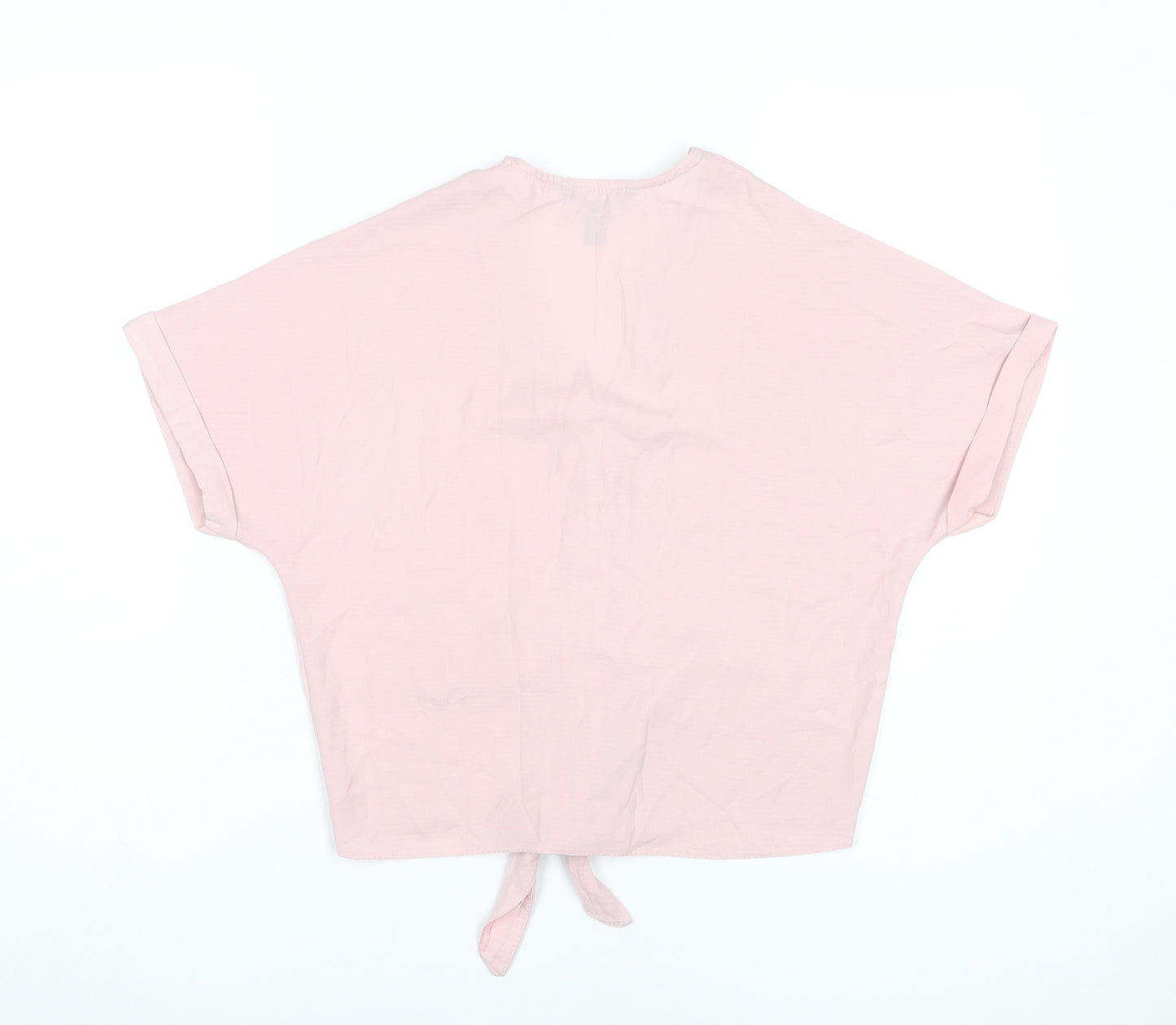 New Look Women’s Pink Cropped Button Tie Blouse UK 6