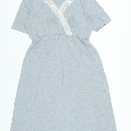 Boohoo Women’s Grey Lace Trim Fit & Flare Dress UK 12