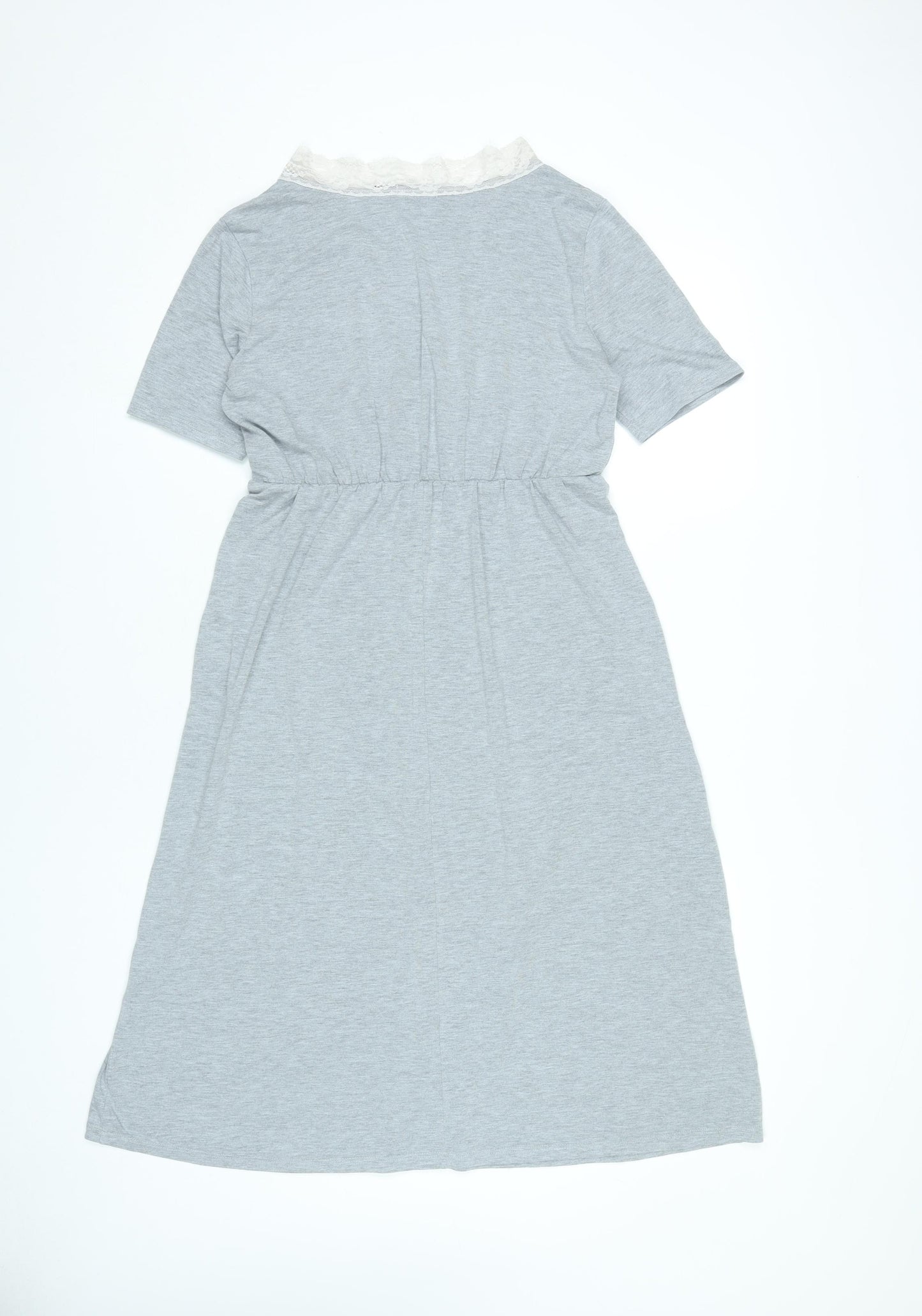 Boohoo Women’s Grey Lace Trim Fit & Flare Dress UK 12