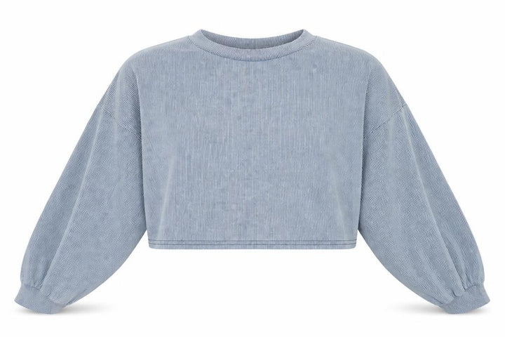 Nasty Gal Women’s Grey Cropped Long Sleeve Striped T-Shirt UK 14