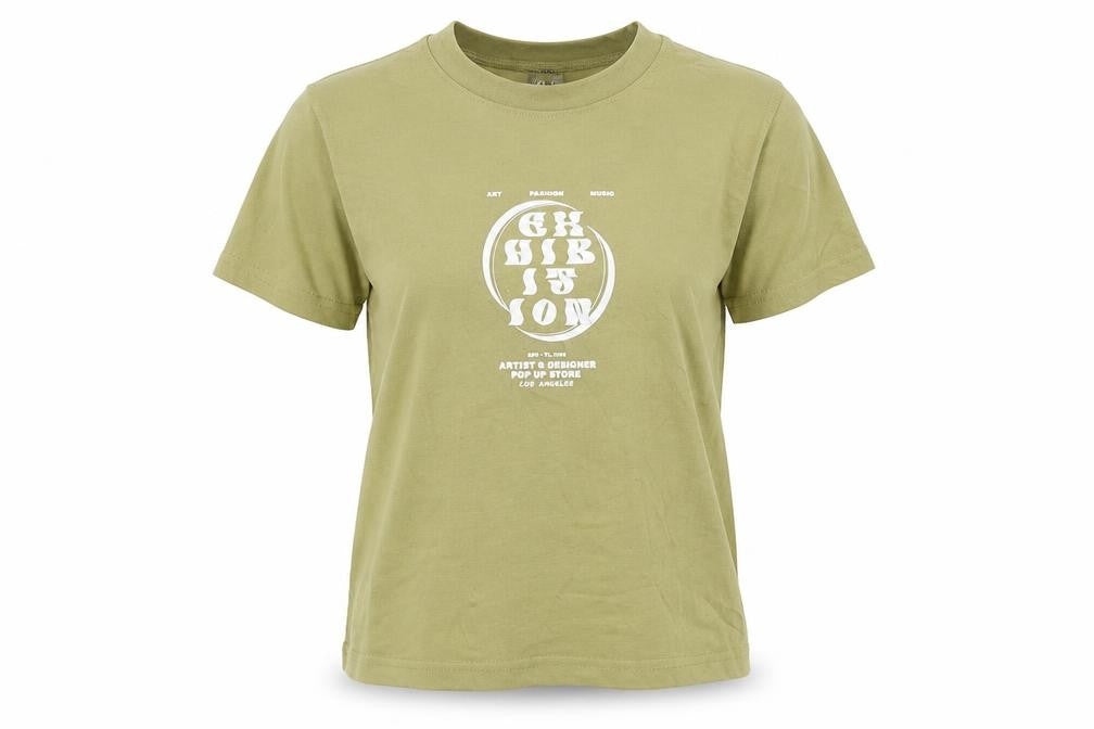 Front view of PRETTYLITTLETHING Women Green UK 16 Graphic Print Basic T-Shirt