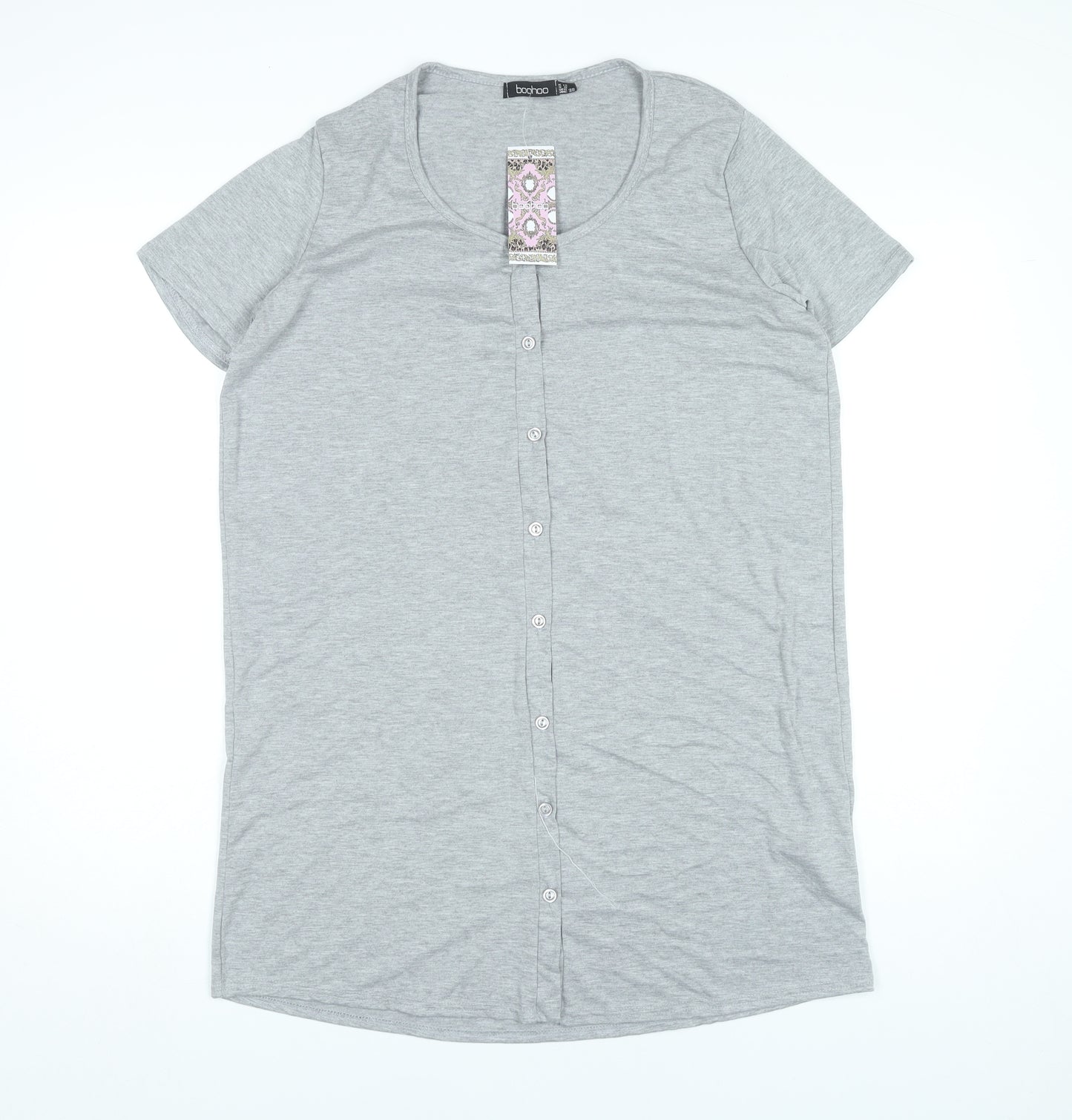 Boohoo Women’s Grey Size 12 T-Shirt Dress Short Sleeve Scoop Neck