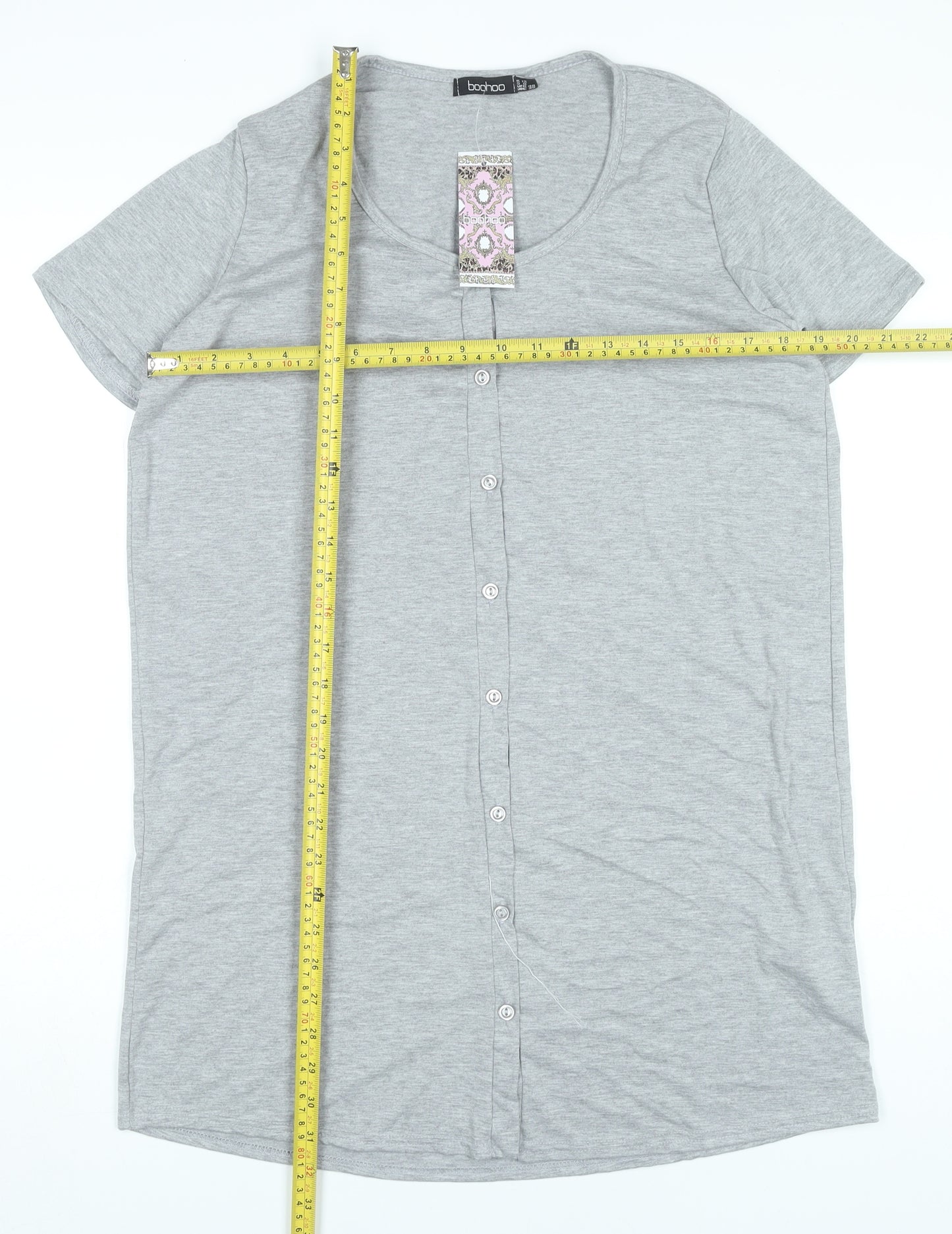 Boohoo Women’s Grey Size 12 T-Shirt Dress Short Sleeve Scoop Neck