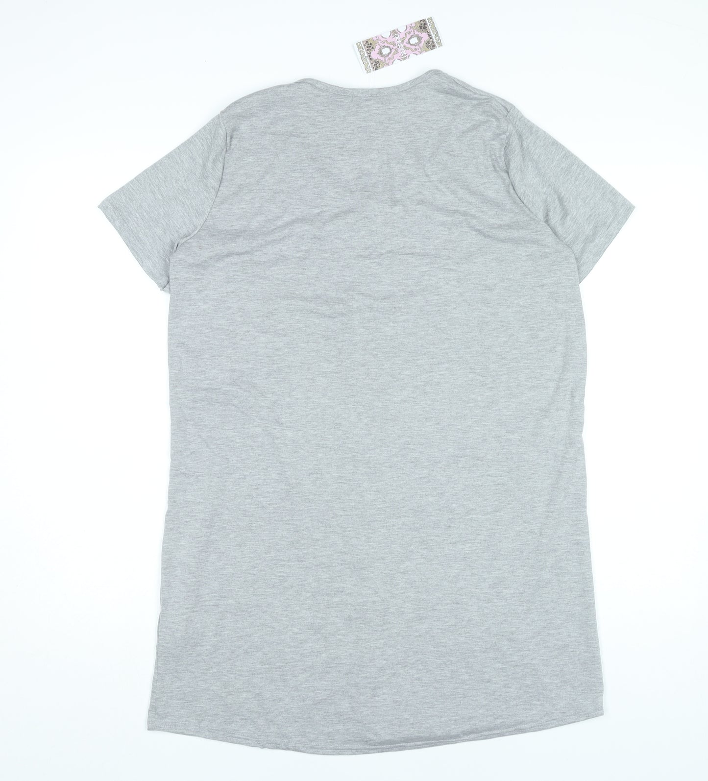 Boohoo Women’s Grey Size 12 T-Shirt Dress Short Sleeve Scoop Neck