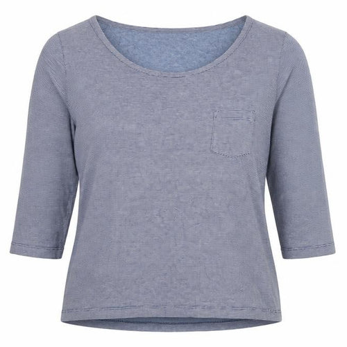 H&M Women’s Blue Striped Basic Scoop Neck 3/4 Sleeve T-Shirt Size S