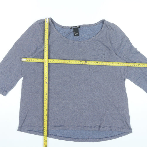 H&M Women’s Blue Striped Basic Scoop Neck 3/4 Sleeve T-Shirt Size S
