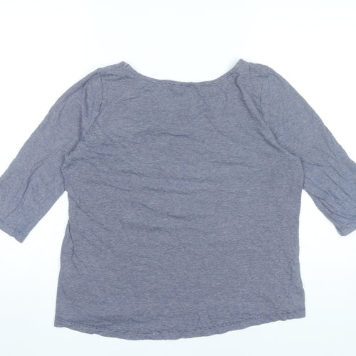 H&M Women’s Blue Striped Basic Scoop Neck 3/4 Sleeve T-Shirt Size S