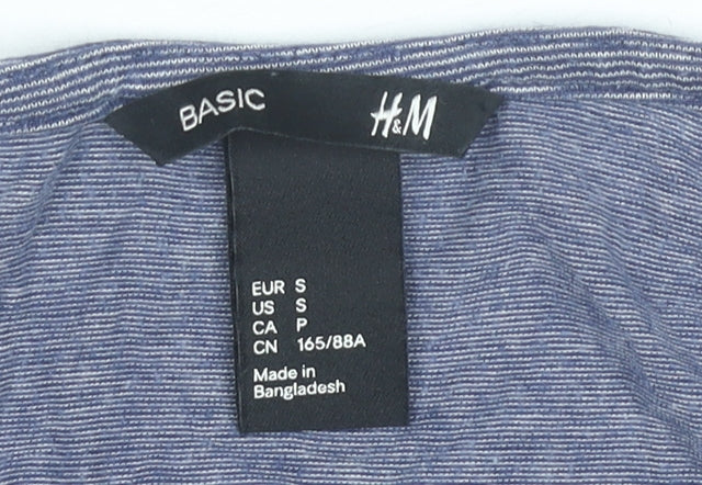 H&M Women’s Blue Striped Basic Scoop Neck 3/4 Sleeve T-Shirt Size S