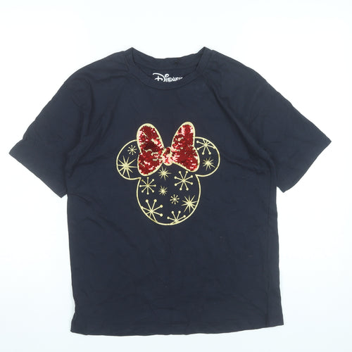 Disney Women’s Black Minnie Mouse Sequin T-Shirt UK 8