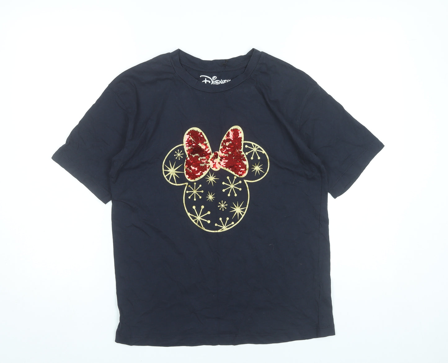 Disney Women’s Black Minnie Mouse Sequin T-Shirt UK 8