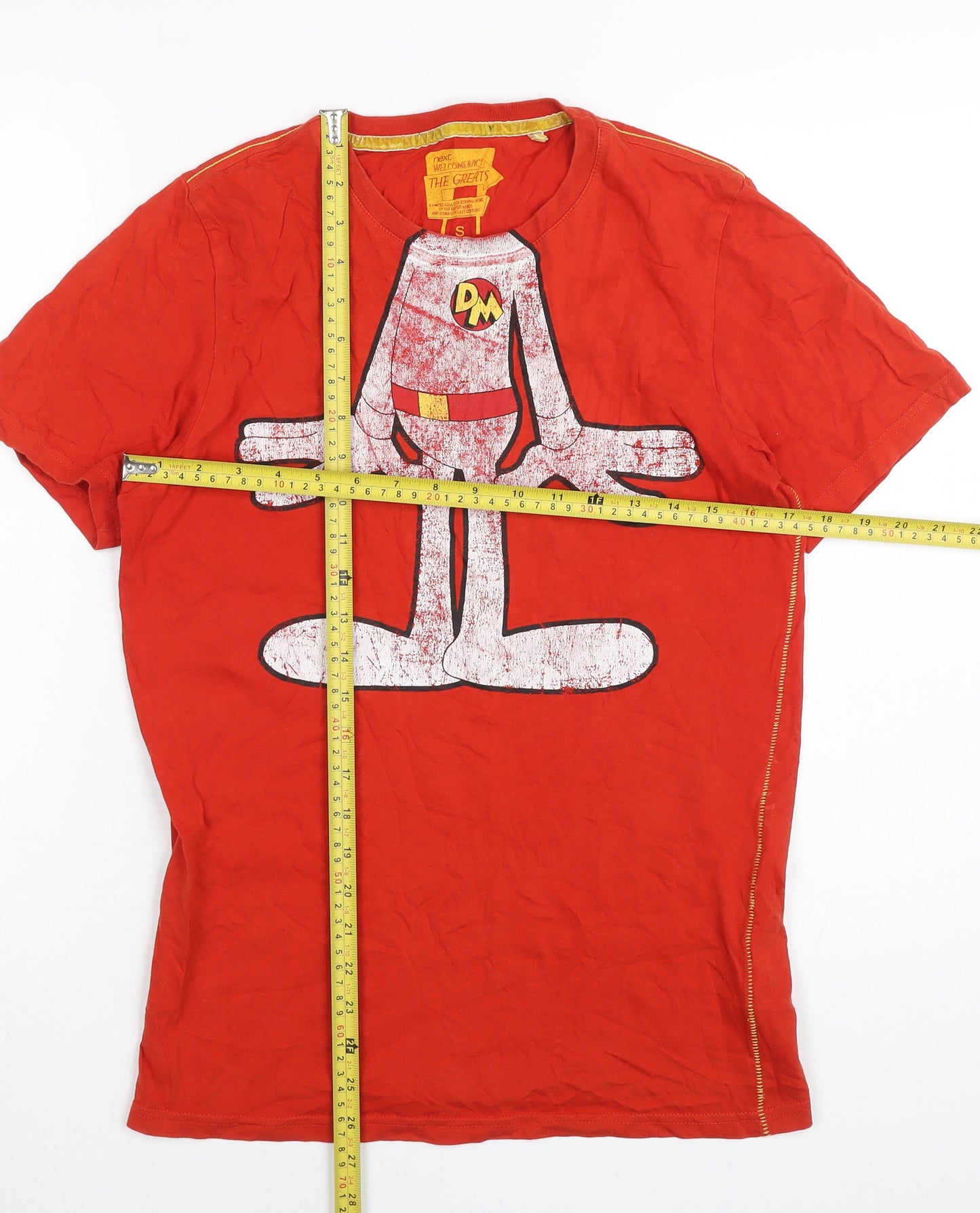 Next Men’s Danger Mouse Red Graphic T-Shirt Size S Cotton Crew Neck