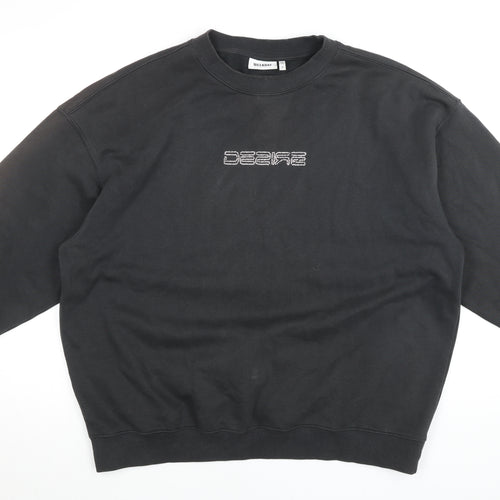 Weekday Unisex Black Pullover Sweatshirt M Cotton Blend Logo