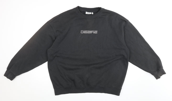 Weekday Unisex Black Pullover Sweatshirt M Cotton Blend Logo