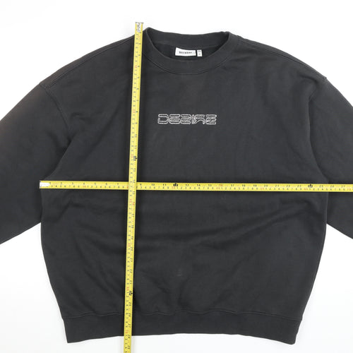 Weekday Unisex Black Pullover Sweatshirt M Cotton Blend Logo