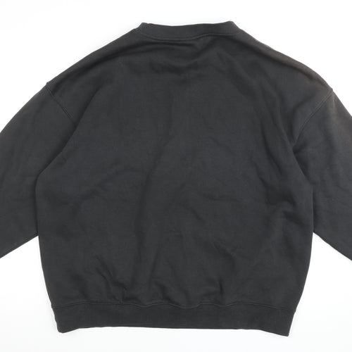 Weekday Unisex Black Pullover Sweatshirt M Cotton Blend Logo