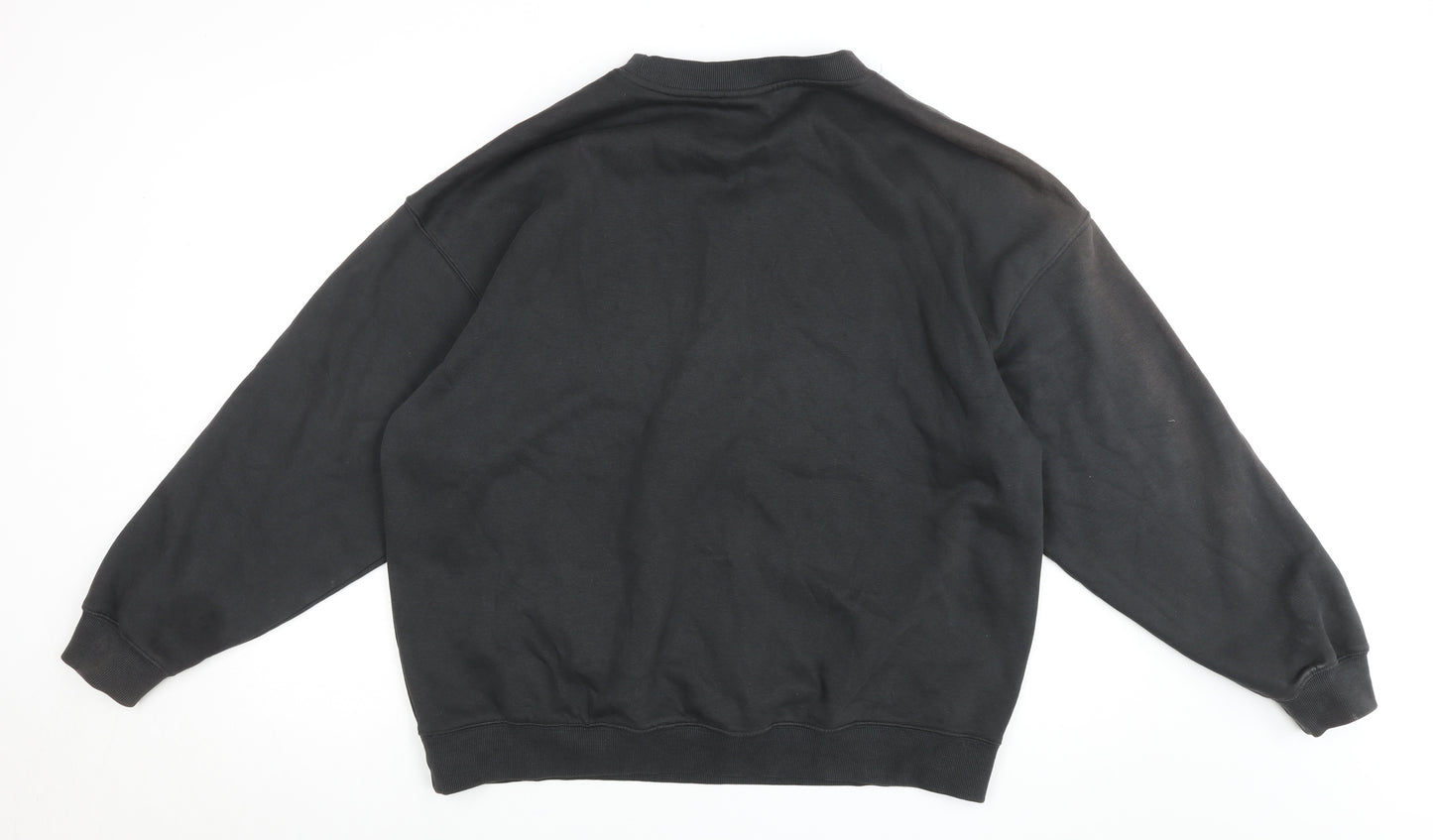 Weekday Unisex Black Pullover Sweatshirt M Cotton Blend Logo