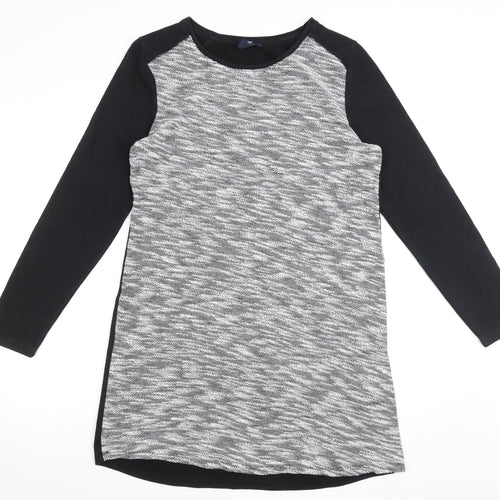 Gap Women’s Black Grey Shift Dress L Long Sleeve Jersey Cotton