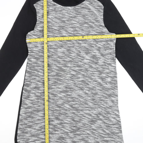 Gap Women’s Black Grey Shift Dress L Long Sleeve Jersey Cotton