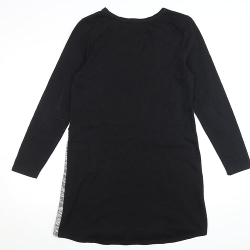 Gap Women’s Black Grey Shift Dress L Long Sleeve Jersey Cotton