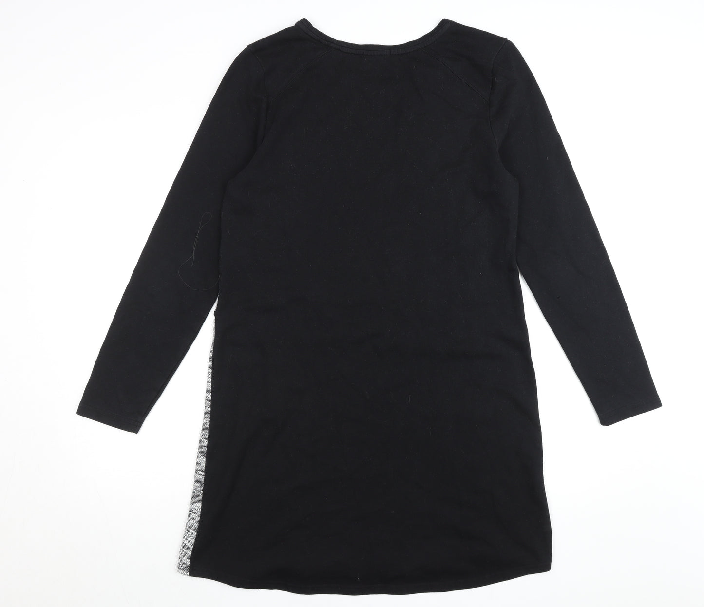 Gap Women’s Black Grey Shift Dress L Long Sleeve Jersey Cotton