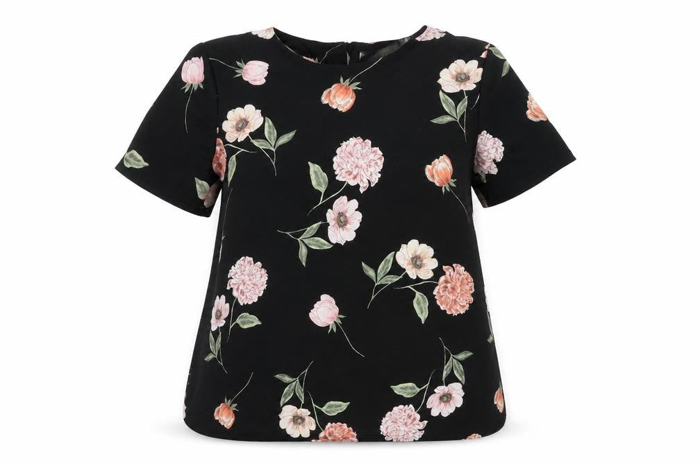 Anthology Women’s Black Floral Blouse Size 22 Short Sleeve