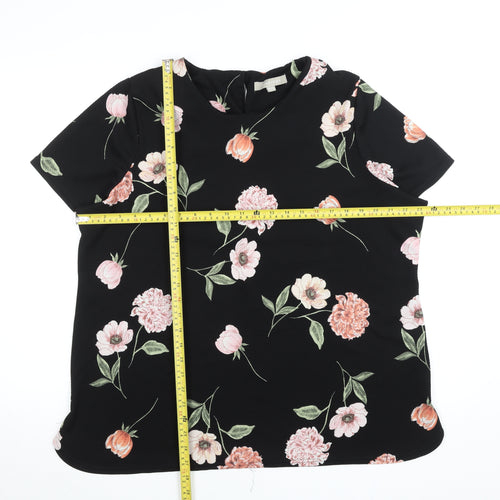Anthology Women’s Black Floral Blouse Size 22 Short Sleeve