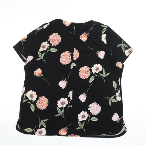 Anthology Women’s Black Floral Blouse Size 22 Short Sleeve