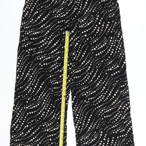 JD Williams Women’s Black Polka Dot Wide-Leg Viscose Trousers Size 10