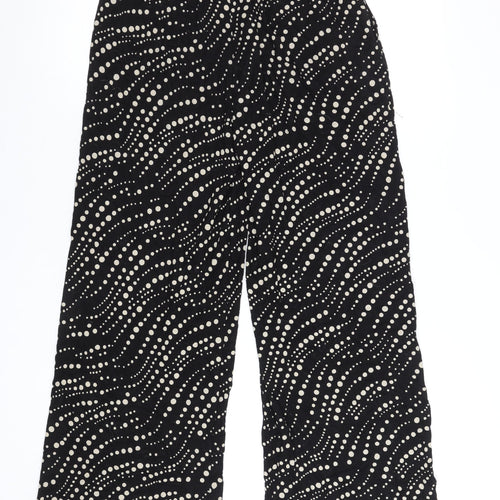 JD Williams Women’s Black Polka Dot Wide-Leg Viscose Trousers Size 10