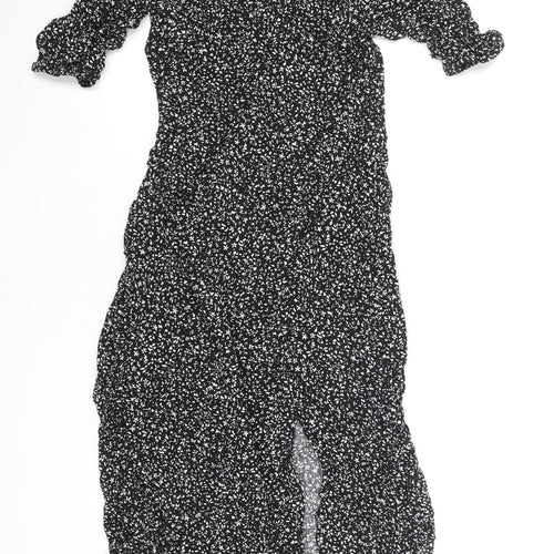 New Look Womens Black Floral Midi Sheath Dress Size 8