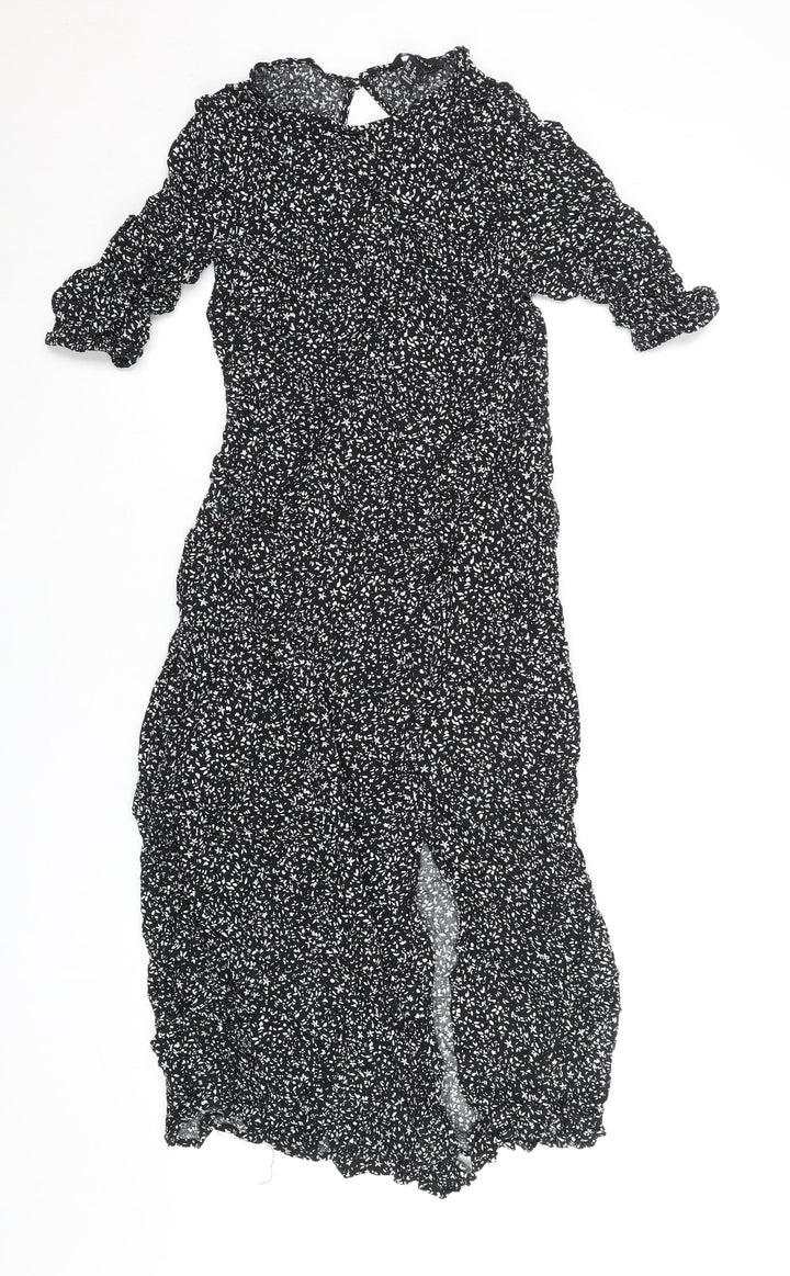 New Look Womens Black Floral Midi Sheath Dress Size 8