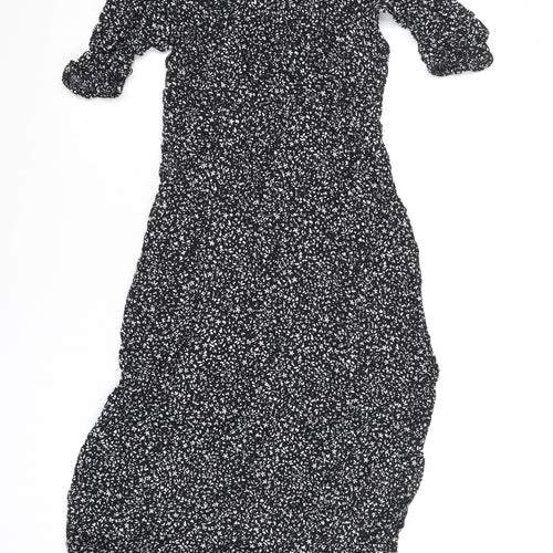 New Look Womens Black Floral Midi Sheath Dress Size 8