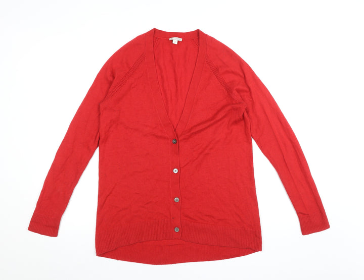GAP Womens Red V-Neck Cardigan Jumper Size S Long Sleeve Knit