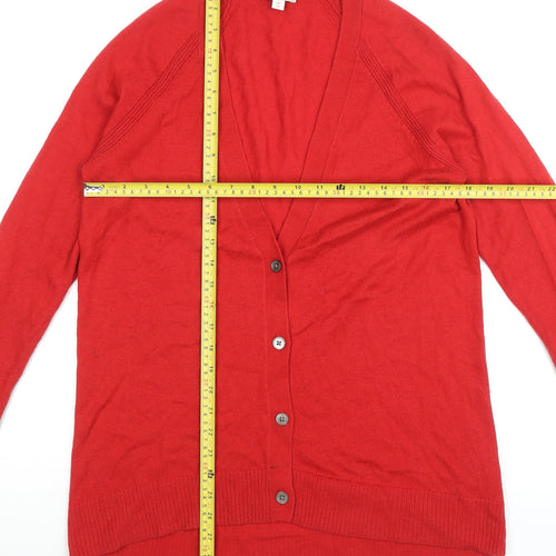 GAP Womens Red V-Neck Cardigan Jumper Size S Long Sleeve Knit