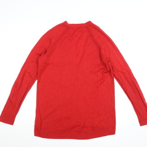 GAP Womens Red V-Neck Cardigan Jumper Size S Long Sleeve Knit