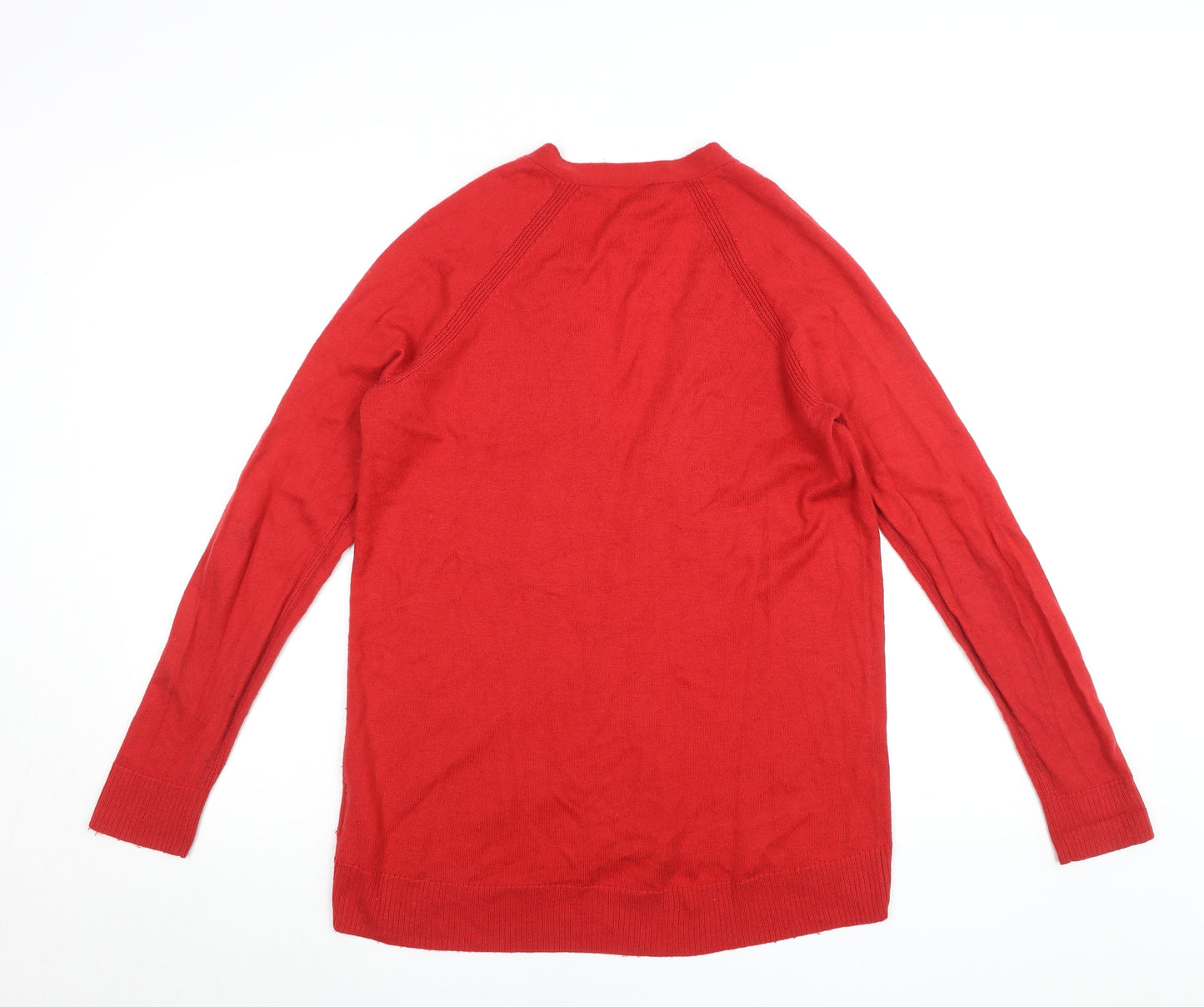 GAP Womens Red V-Neck Cardigan Jumper Size S Long Sleeve Knit
