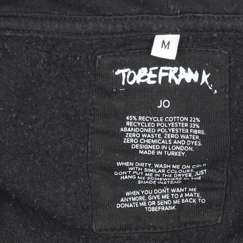 TOBEFRANK Men’s Black Full Zip Hoodie Size M Logo Graphic