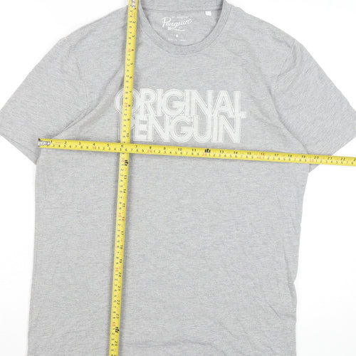 Original Penguin Men's Grey Medium Logo Graphic T-Shirt Cotton Blend