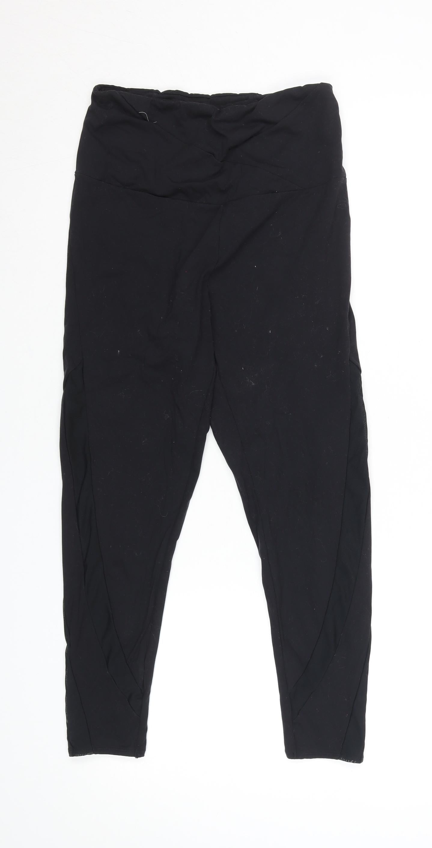 Oysho Women Black Slim Leggings L Polyamide Elastane Activewear