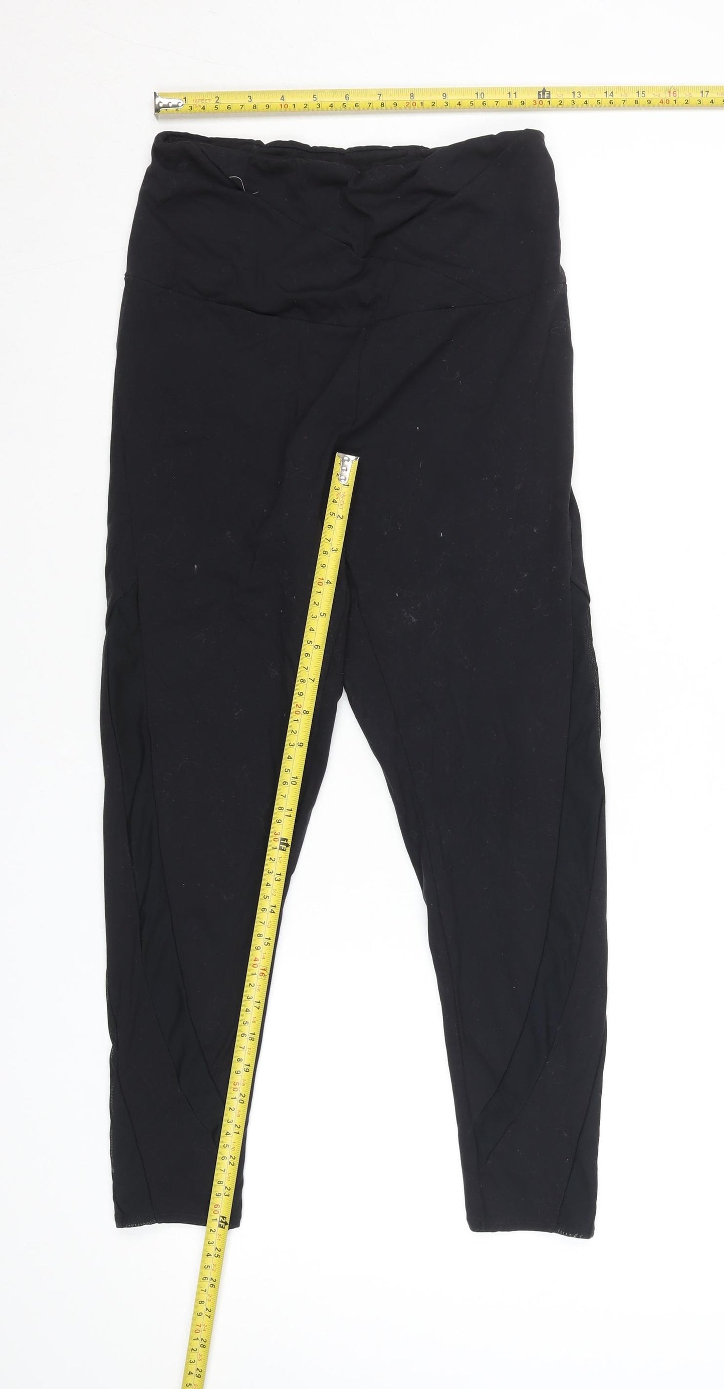 Oysho Women Black Slim Leggings L Polyamide Elastane Activewear