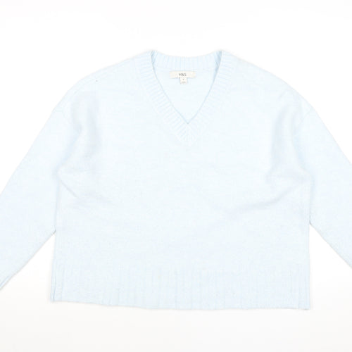 Marks and Spencer Women’s Blue V-Neck Pullover Jumper Size M