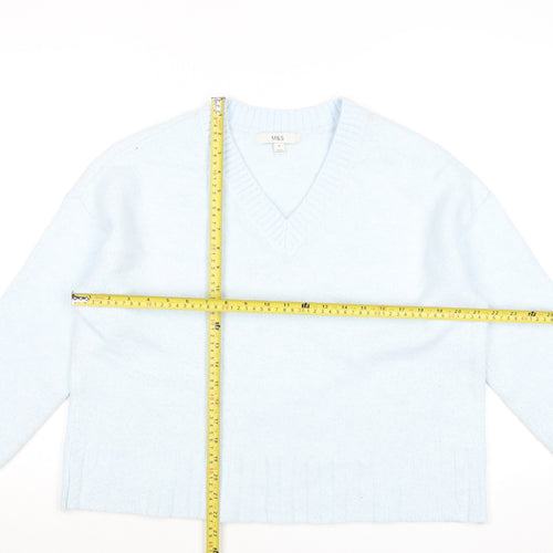 Marks and Spencer Women’s Blue V-Neck Pullover Jumper Size M