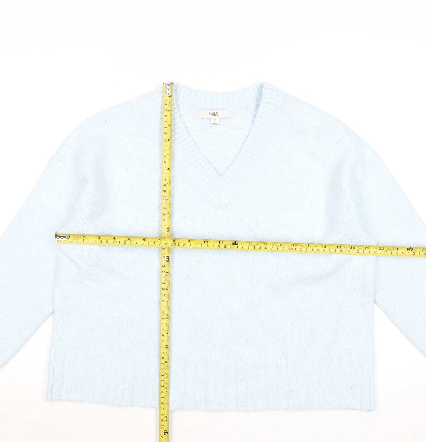 Marks and Spencer Women’s Blue V-Neck Pullover Jumper Size M