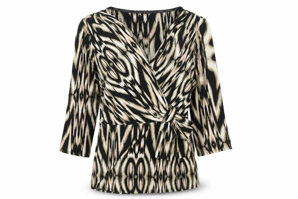 Front view of Marks & Spencer Per Una Women’s Multicoloured Wrap Blouse, size UK 14