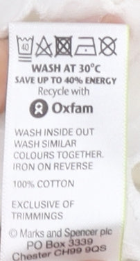 Marks and Spencer Women’s White Cotton Shift Dress Size 14 V-Neck Boho