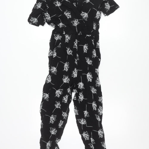 Warehouse Women’s Black Floral Viscose Jumpsuit Size 10